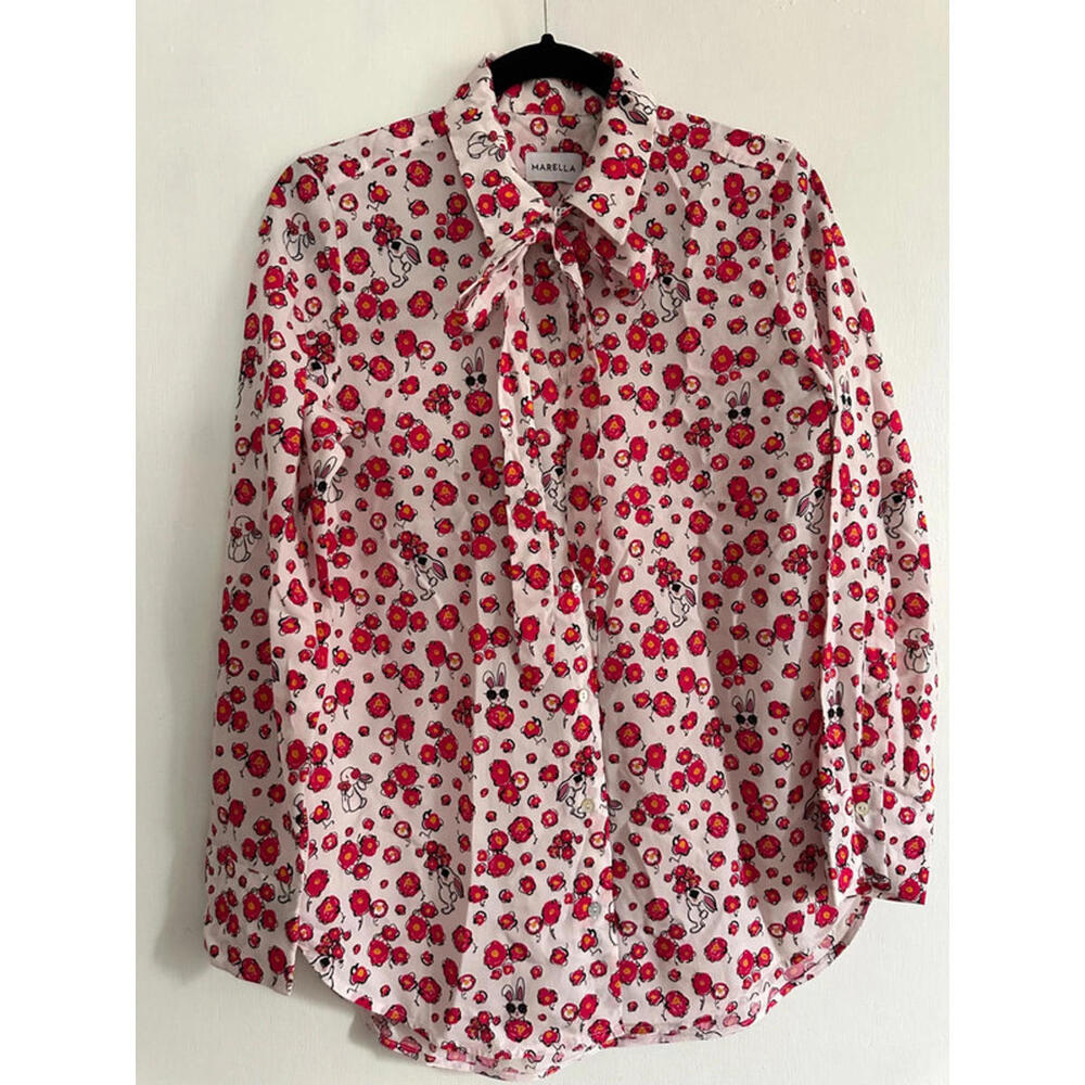 Max Mara Marella Pink Floral Bunny Print Blouse – Size S